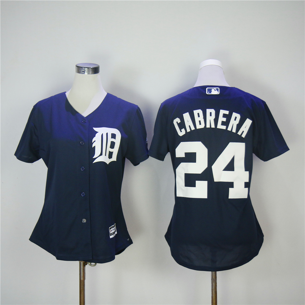 Women Detroit Tigers 24 Cabrera Blue MLB Jerseys